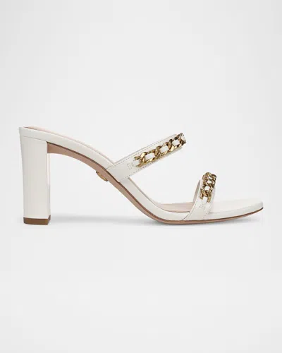Veronica Beard Gretchen Leather Sandals In Parchment