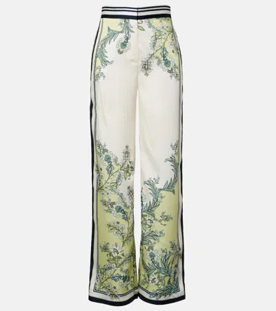 Veronica Beard Grigore High Waist Wide Leg Floral Print Pants In Multi