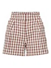 Veronica Beard Haina Gingham-pattern Pleated Shorts In Brown