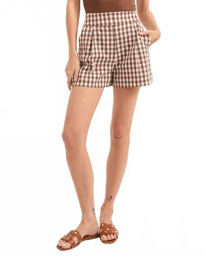 Veronica Beard Haina Gingham Seersucker Short In Light Chicory/dove In Multi