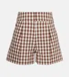 Veronica Beard Haina Gingham-pattern Pleated Shorts