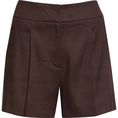 Veronica Beard Haina Linen Blend Shorts In Brown