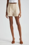 Veronica Beard Haina Striped Cotton-blend Seersucker Shorts In Khaki/white