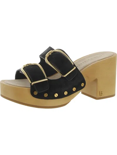 Veronica Beard Halifax Clog Womens Faux Suede Buckle Clogs In Black