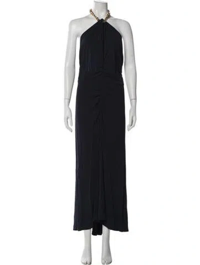 Pre-owned Veronica Beard Halterneck Long Dress In Blue