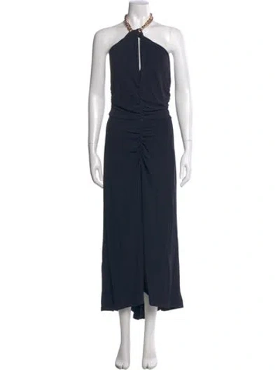 Pre-owned Veronica Beard Halterneck Long Dress In Blue