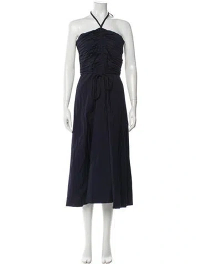 Pre-owned Veronica Beard Halterneck Long Dress In Blue
