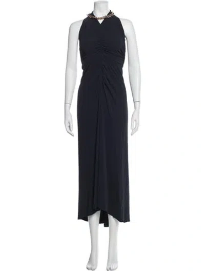 Pre-owned Veronica Beard Halterneck Long Dress In Blue