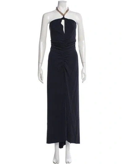 Pre-owned Veronica Beard Halterneck Long Dress In Blue