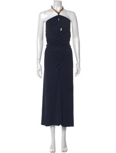 Pre-owned Veronica Beard Halterneck Long Dress In Blue