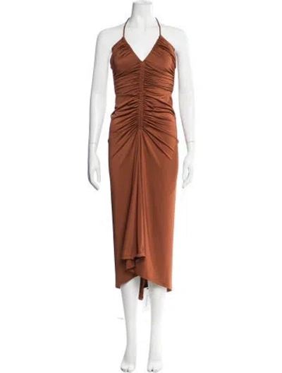 Pre-owned Veronica Beard Halterneck Midi Length Dress W/ Tags In Brown/orange