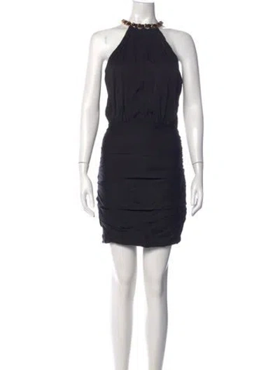 Pre-owned Veronica Beard Halterneck Mini Dress In Black