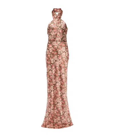 Veronica Beard Halterneck Silk-blend Maxi Dress In Pink