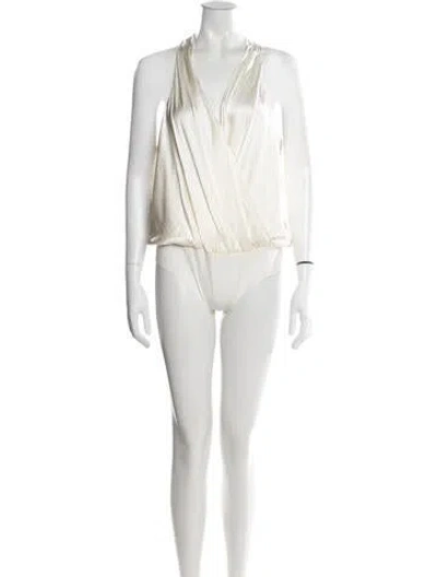 Pre-owned Veronica Beard Halterneck Sleeveless Bodysuit In White