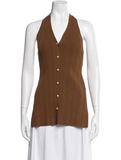 Pre-owned Veronica Beard Halterneck Sleeveless Top In Brown