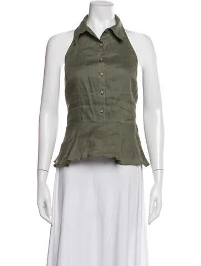 Pre-owned Veronica Beard Halterneck Sleeveless Top In Green