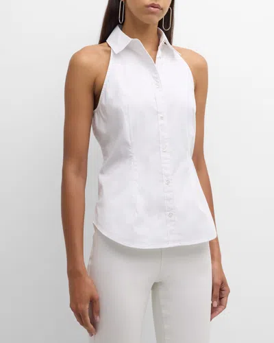 Veronica Beard Harper Sleeveless Button-front Top In White