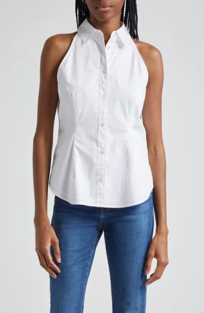 Veronica Beard Harper Sleeveless Button-up Shirt In White