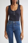 Veronica Beard Harrison Cotton Henley Tank In Blue