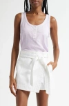 Veronica Beard Harrison Cotton Henley Tank In Soft Lilac