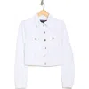 Veronica Beard Hartford Strong Shoulder Crop Denim Jacket In White
