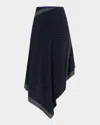 Veronica Beard Hartley Mixed Print Asymmetric Stretch Silk Skirt In Blue