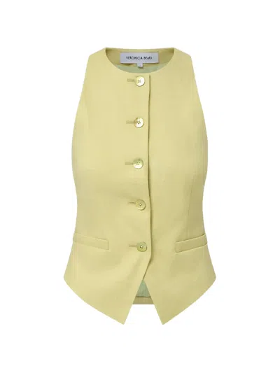 Veronica Beard Hartwell Button-up Vest In Yellow