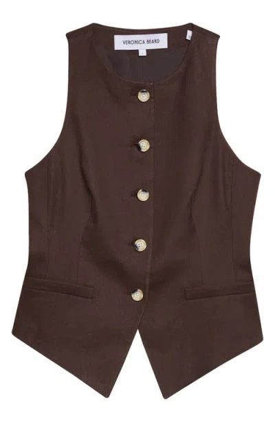 Veronica Beard Hartwell Linen-blend Twill Vest In Brown