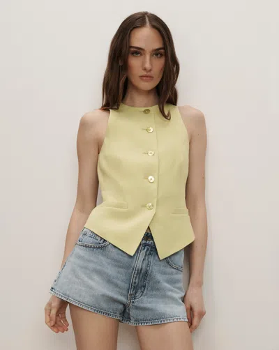 Veronica Beard Hartwell Linen-blend Twill Vest In Green