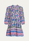 Veronica Beard Hawken Mixed Floral Silk Minidress In Sarong Floral Pri