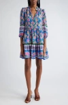 VERONICA BEARD HAWKEN MIXED FLORAL SILK MINIDRESS