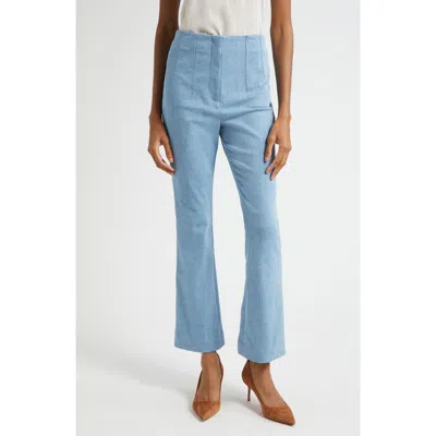 Veronica Beard Hawthorne Clean Waist Stretch Cotton Pants In Blue