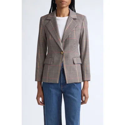 Veronica Beard Healy Houndstooth Plaid Dickey Jacket In Gray