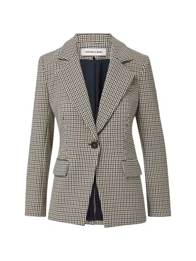 Veronica Beard Healy Houndstooth Single-breasted Blazer In Multi