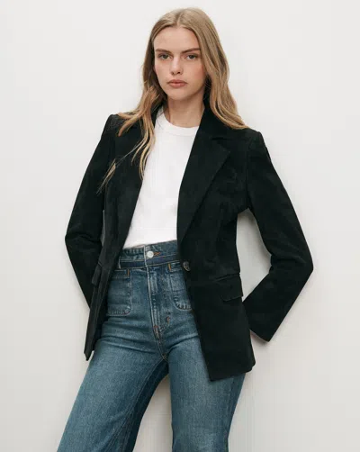 Veronica Beard Healy Suede Dickey Jacket In Black