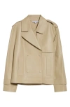 Veronica Beard Heathcliff Cropped Leather Trench Jacket In Neutral