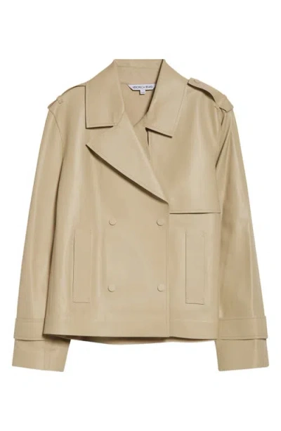 Veronica Beard Heathcliff Crop Leather Trench Coat In Neutral