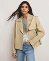 Veronica Beard Heathcliff Cropped Leather Trench Jacket In Brown