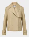 Veronica Beard Heathcliff Cropped Leather Trench Jacket In Brown