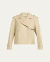 Veronica Beard Heathcliff Cropped Leather Trench Jacket In Multi