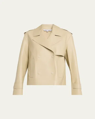 Veronica Beard Heathcliff Cropped Leather Trench Coat In Multi