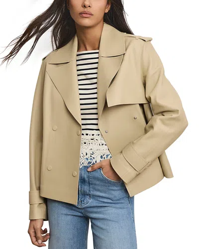 Veronica Beard Heathcliff Cropped Leather Trench Jacket In Neutral