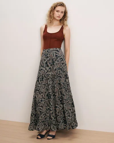 Veronica Beard Heatheralyn Paisley Maxi Skirt In Navy Multi