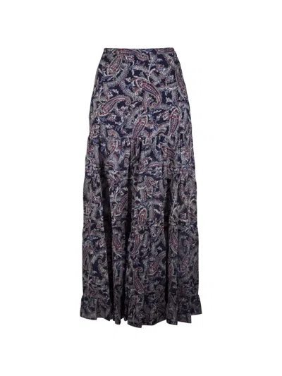 Veronica Beard Heatheralyn Paisley-print Tiered Maxi Skirt In Blue