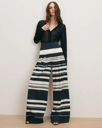 Veronica Beard Heron Crossover Waistband Pant In Blue