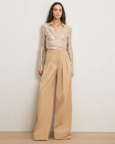 Veronica Beard Heron Crossover Waistband Pant In Brown