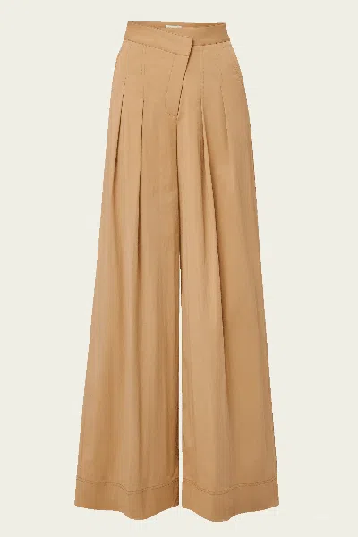 Veronica Beard Heron Crossover Waistband Pant In Khaki In Brown