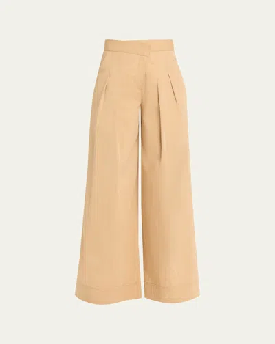 Veronica Beard Heron Pleated Wide Leg Pants In Brown
