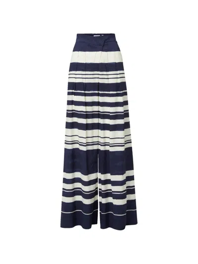 Veronica Beard Heron Striped Trousers In Blue