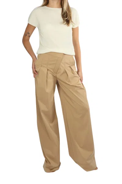Veronica Beard Heron Wide Leg Pants In Khaki In Brown